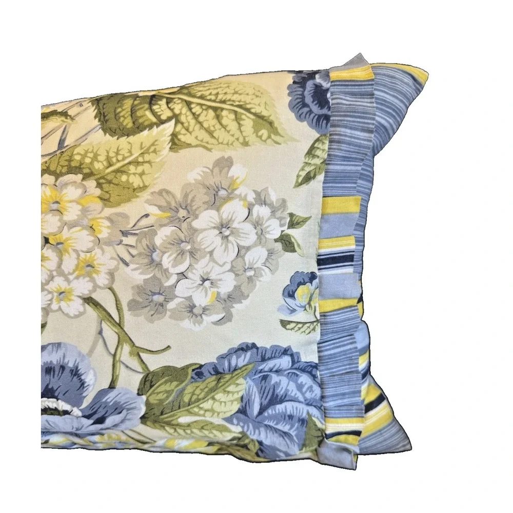 Waverly Floral Florish Blue Yellow French Country FarmHouse Bolster Throw Pillow